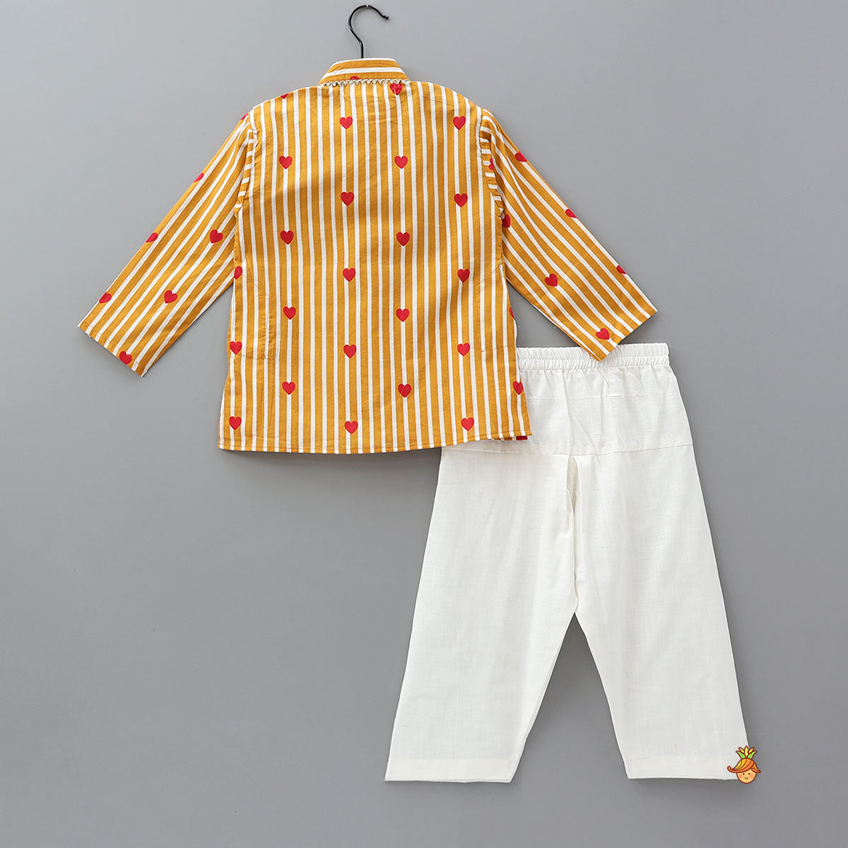 Pre Order: Heart Printed Striped Kurta With Salwar