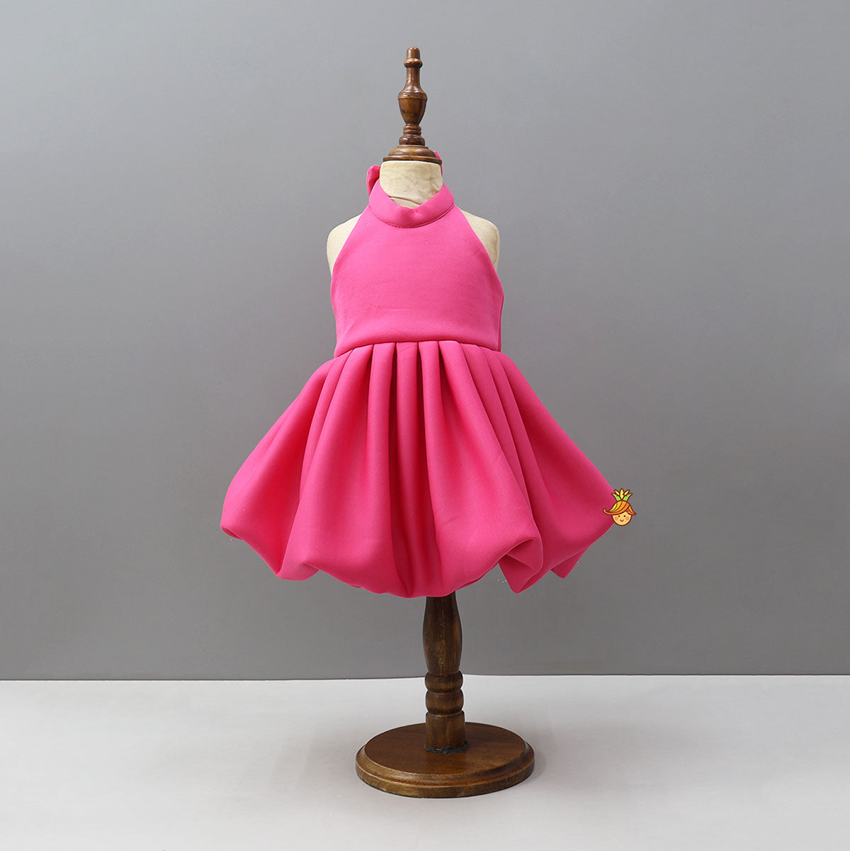 Pre Order: Balloon Halter-Neck Dress With Back Bow Detailing