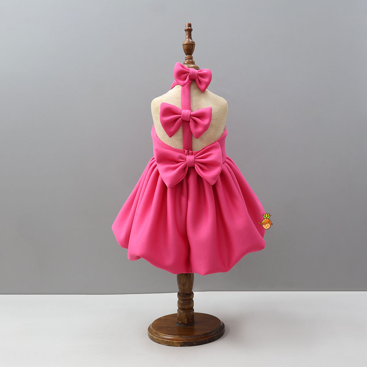 Pre Order: Balloon Halter-Neck Dress With Back Bow Detailing