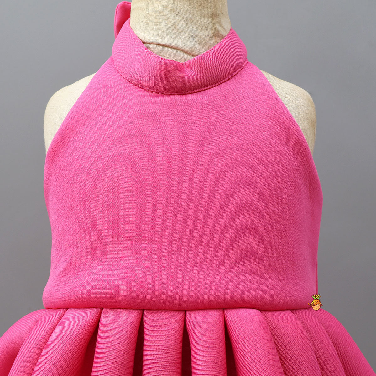 Pre Order: Balloon Halter-Neck Dress With Back Bow Detailing