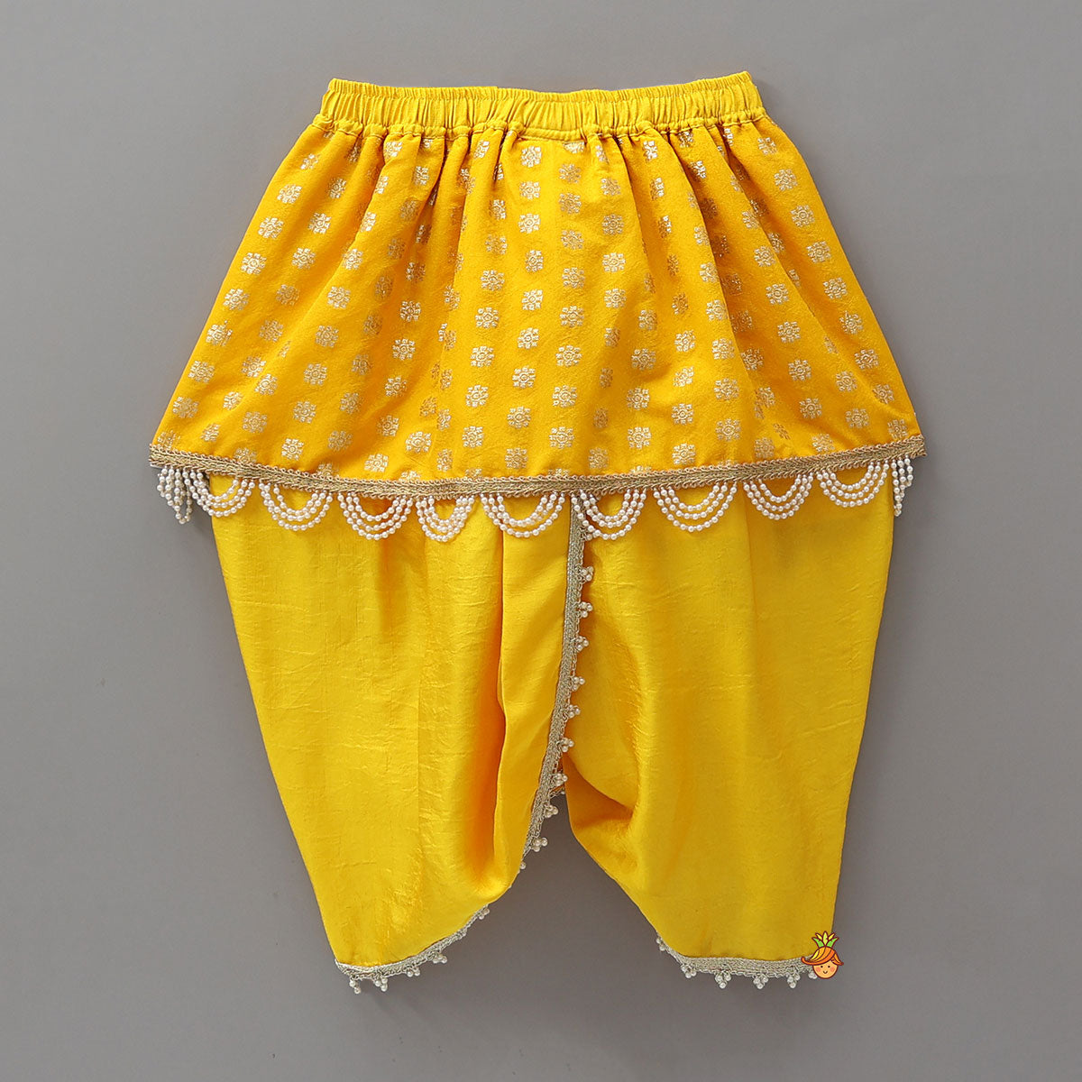 Pre Order: Brocade Dhoti With Ganesha Motif Stole And Mala