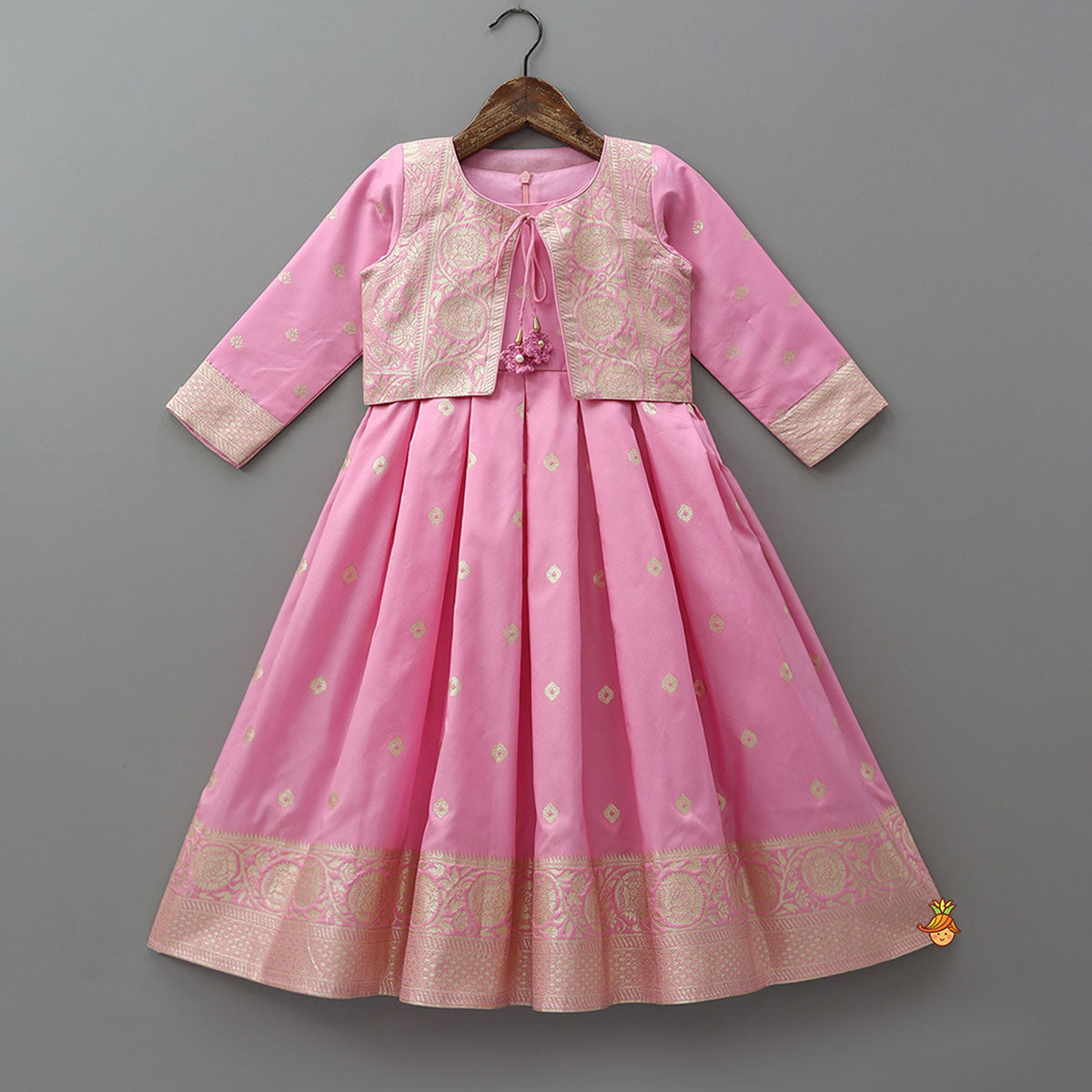 Banarasi Inspired Brocade Anarkali Dress With Open Jacket