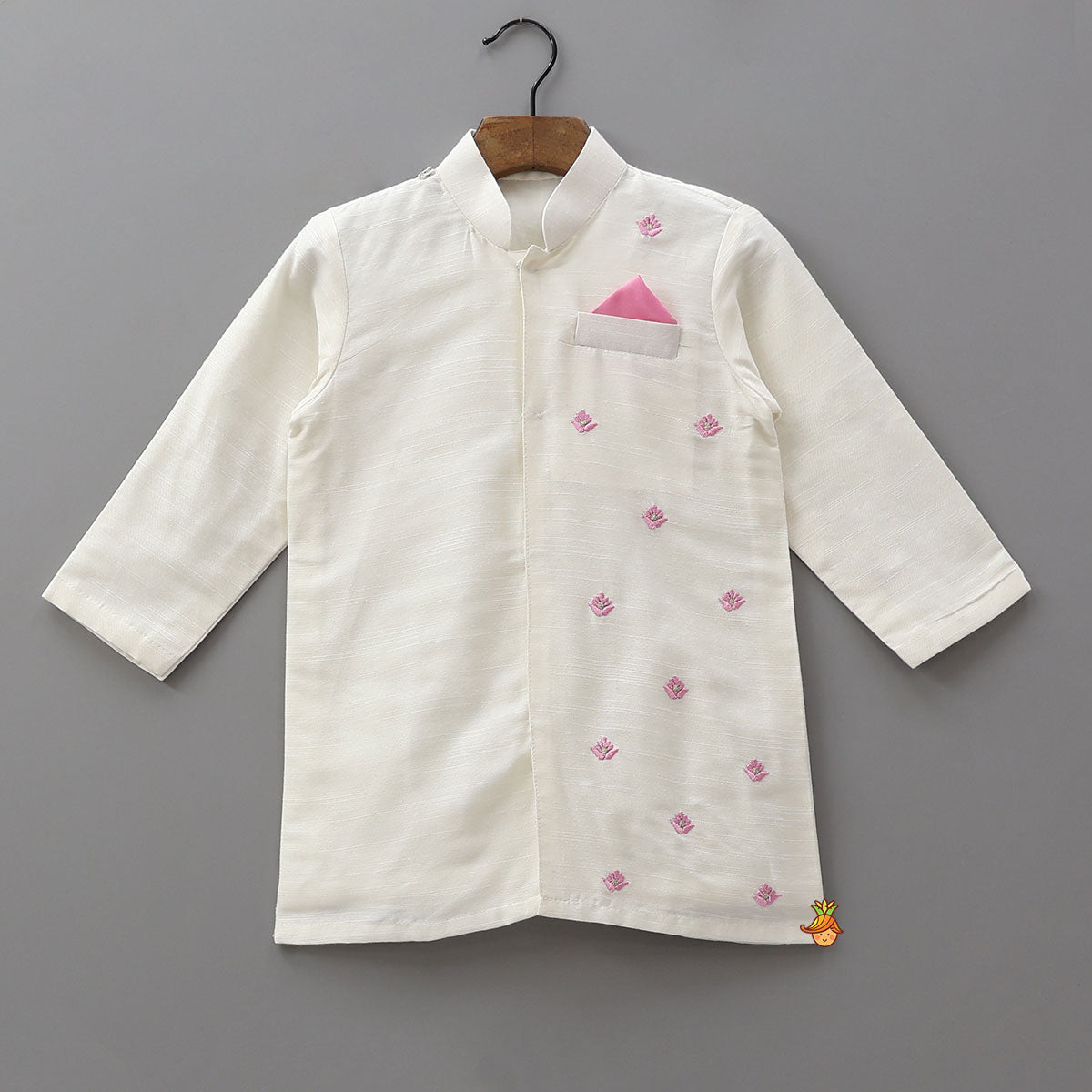 Floral Embroidered Kurta With Pyjama And Detachable Dupatta