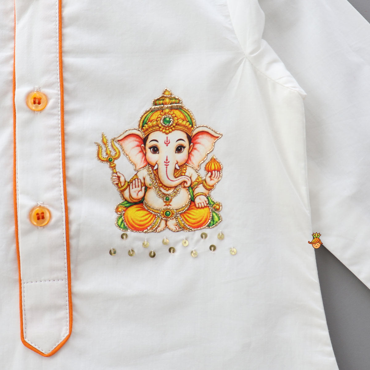Pre Order: Ganesha Motif Kurta With Embellished Dhoti