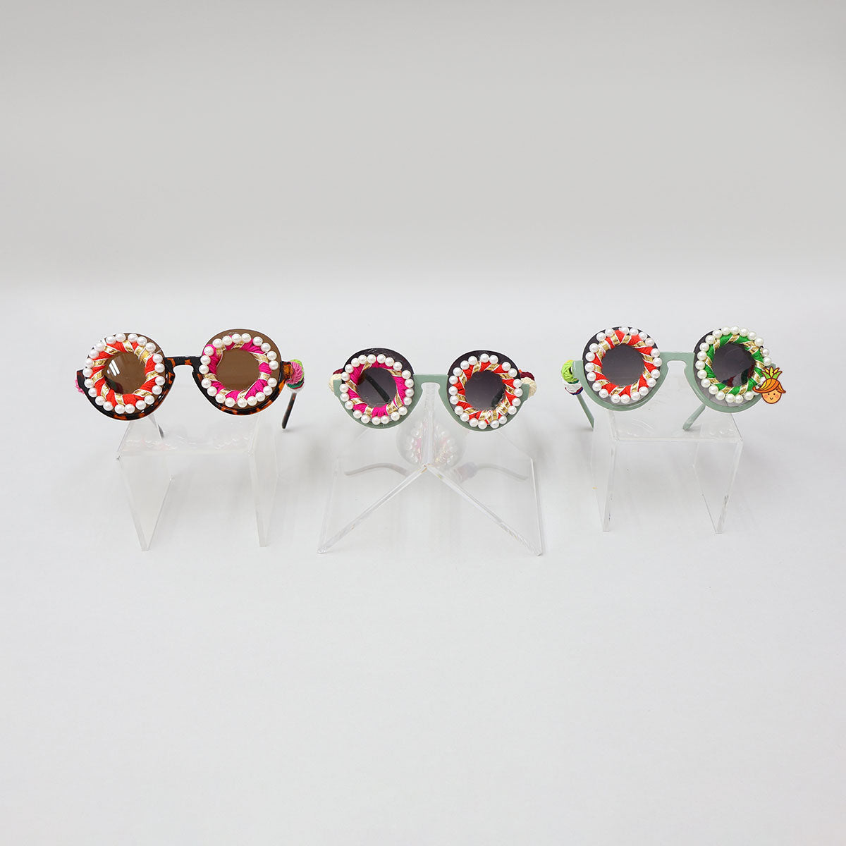 Single Pair Of Playful Thread Embellished Sunglasses For 3+ Years