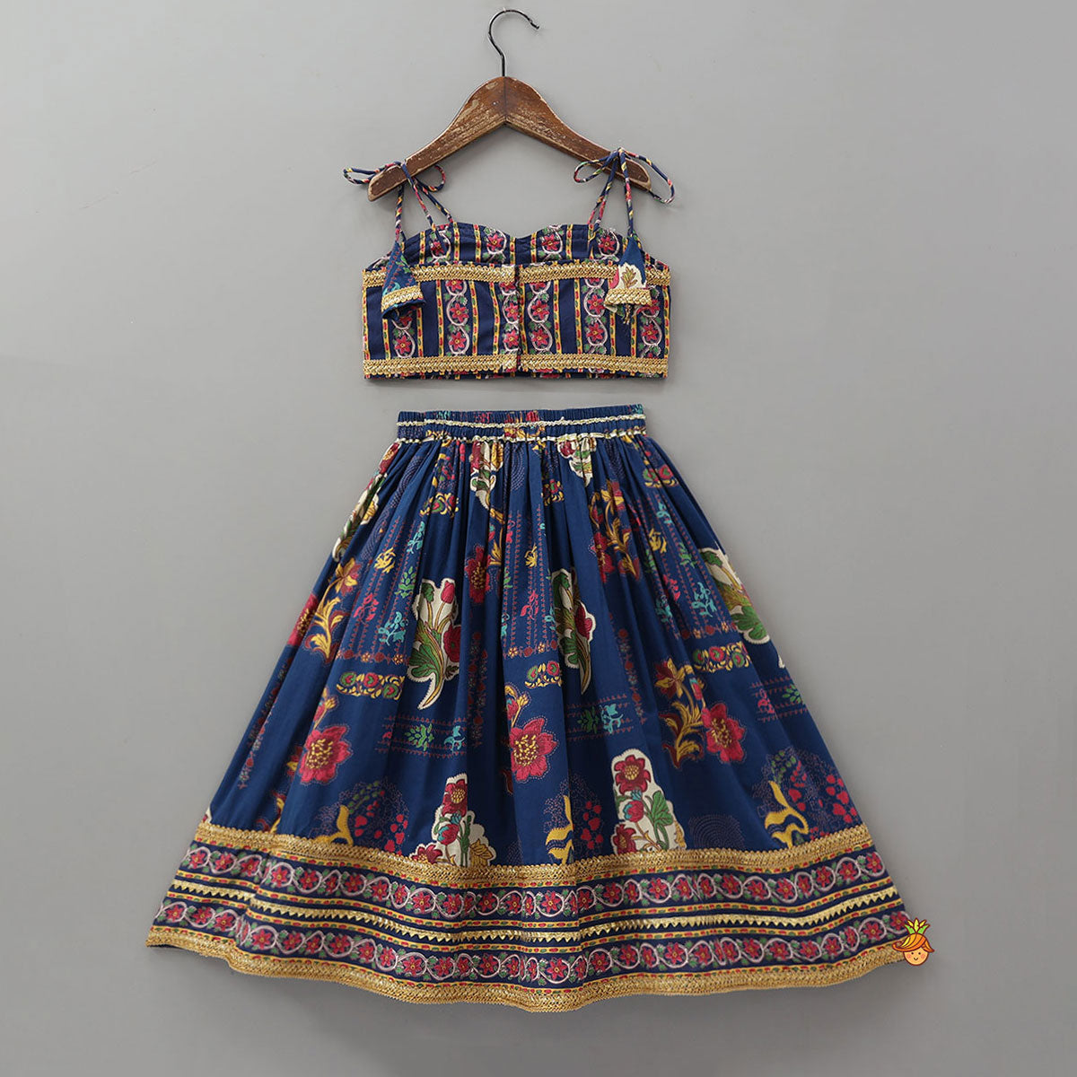 Strappy Crop Top And Matching Lehenga With Dupatta