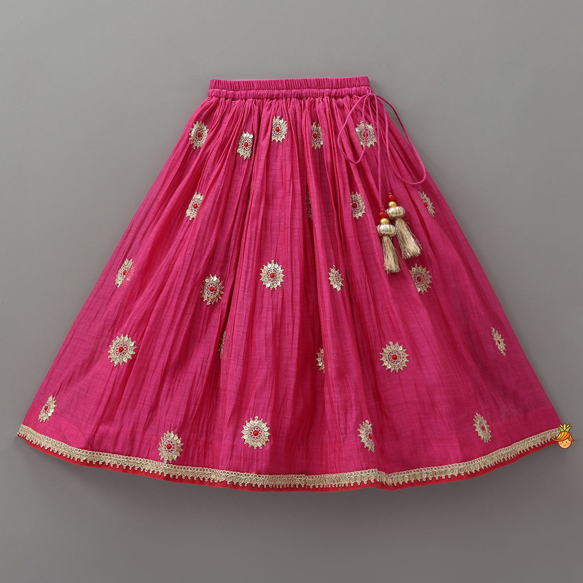 Pre Order: Ruffle Detailed Top With Embellished Flared Lehenga And Dupatta