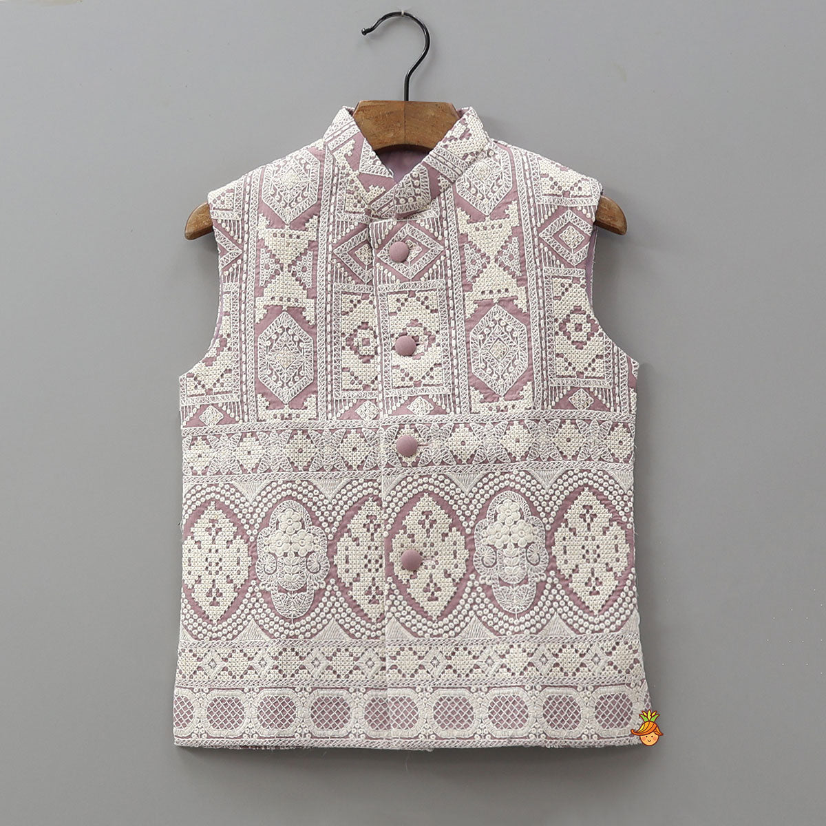 Pre Order: Kurta With Thread Embroidered Jacket And Pyjama