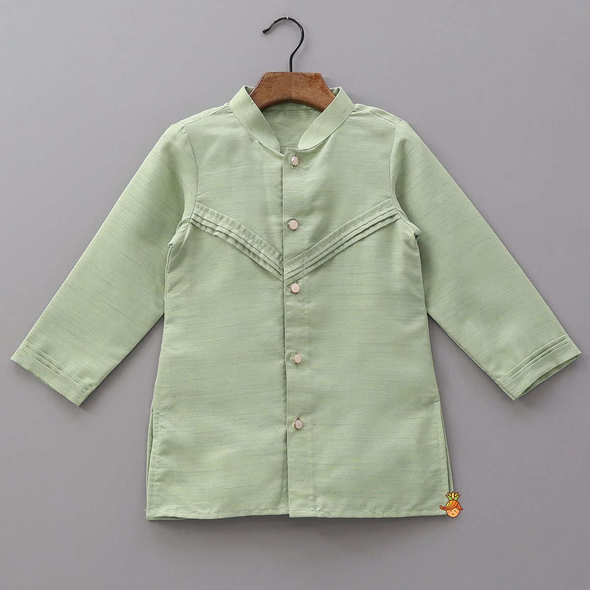 Pre Order: Pintuck Kurta With Thread Embroidered Open Jacket And Pyjama