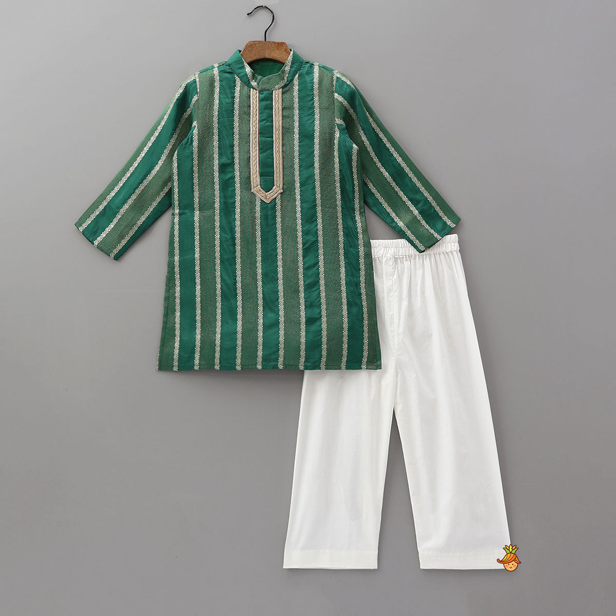 Pre Order: Festive Shimmer Panel Kurta With Pyjama