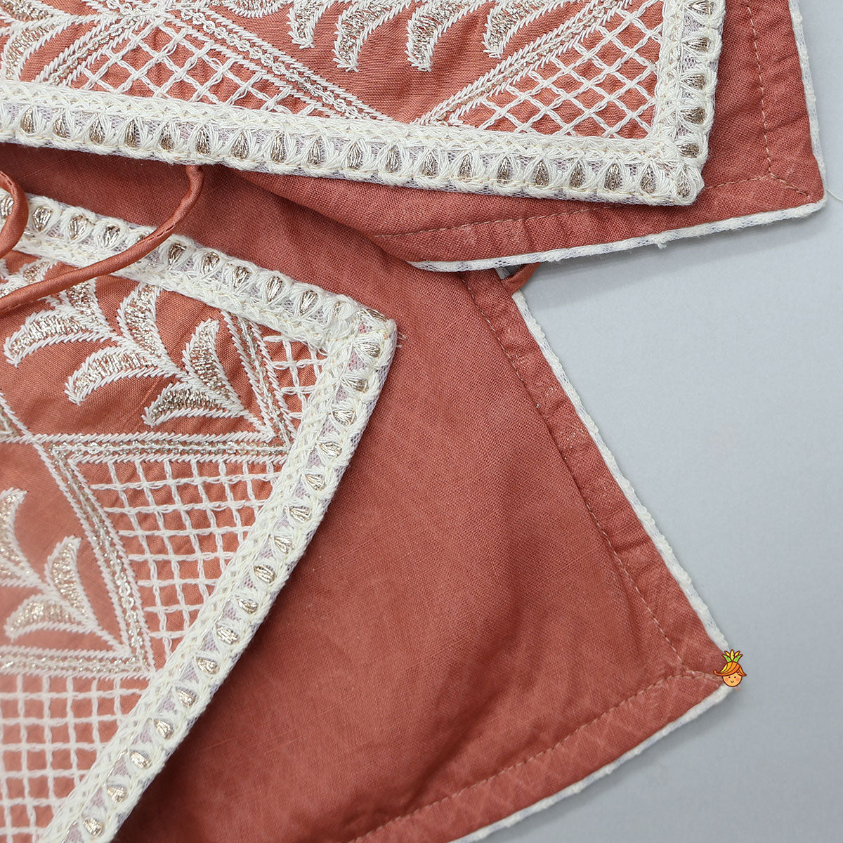 Pre Order: Top With Thread Embroidered Overlay Cape And Flared Lehenga