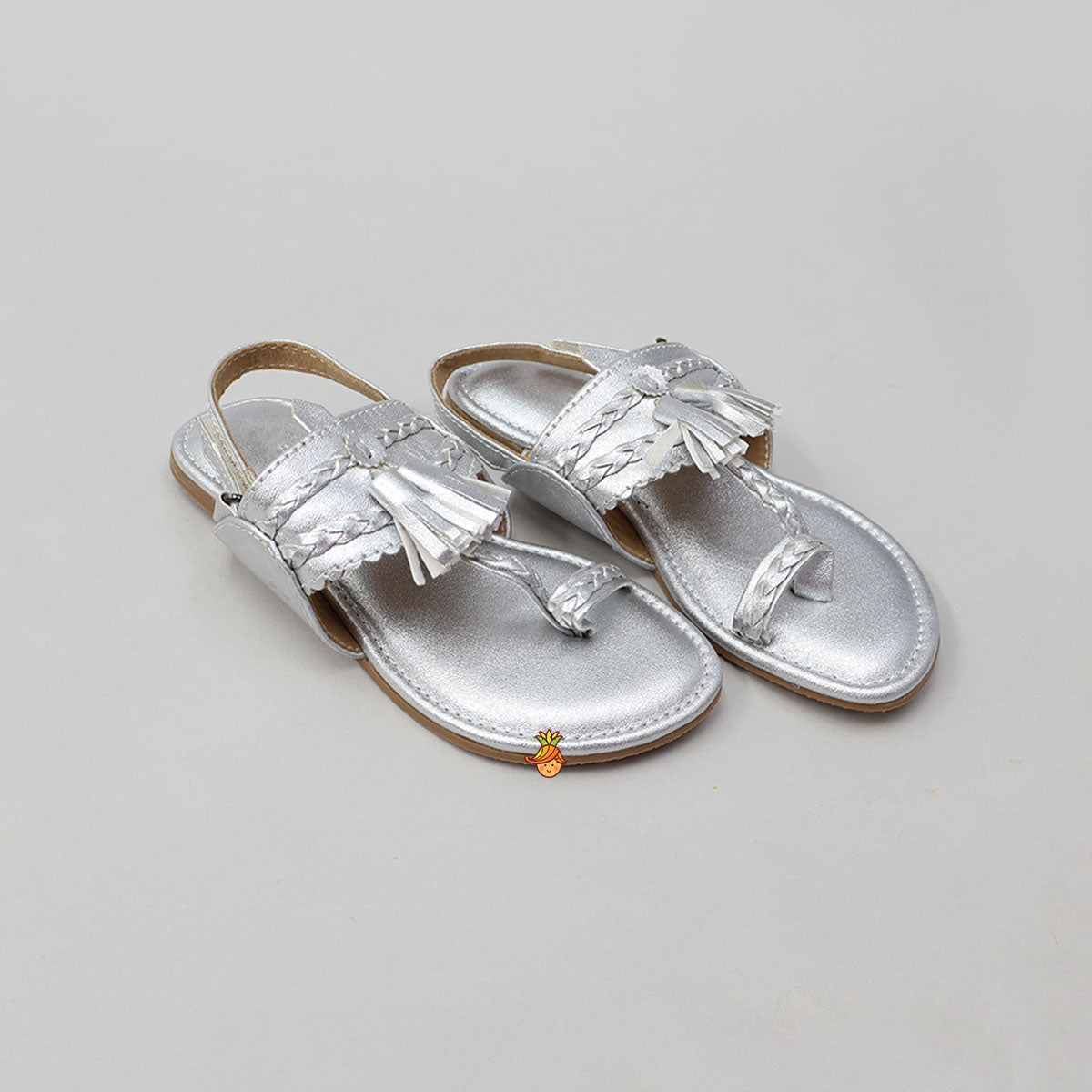 Shiny Kolhapuri Flats With Braid Detailing