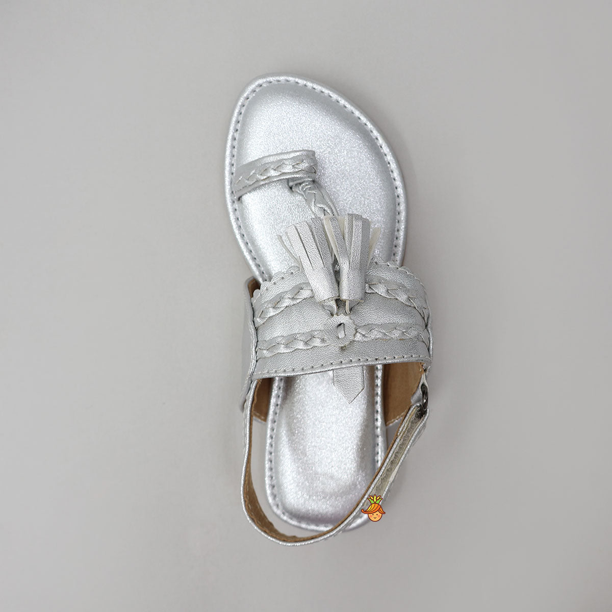 Shiny Kolhapuri Flats With Braid Detailing