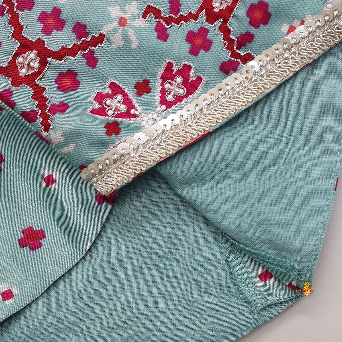 Pre Order: Patola Inspired Angrakha Style Top With Flared Palazzo