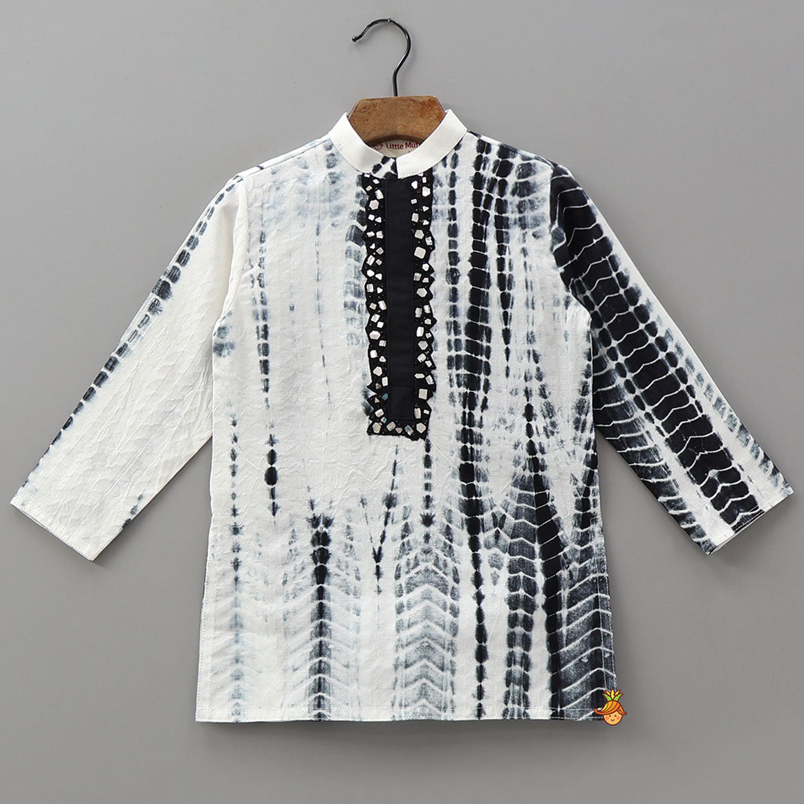 Tie Dye Shibori Printed Faux Mirror Work Kurta And Pyjama