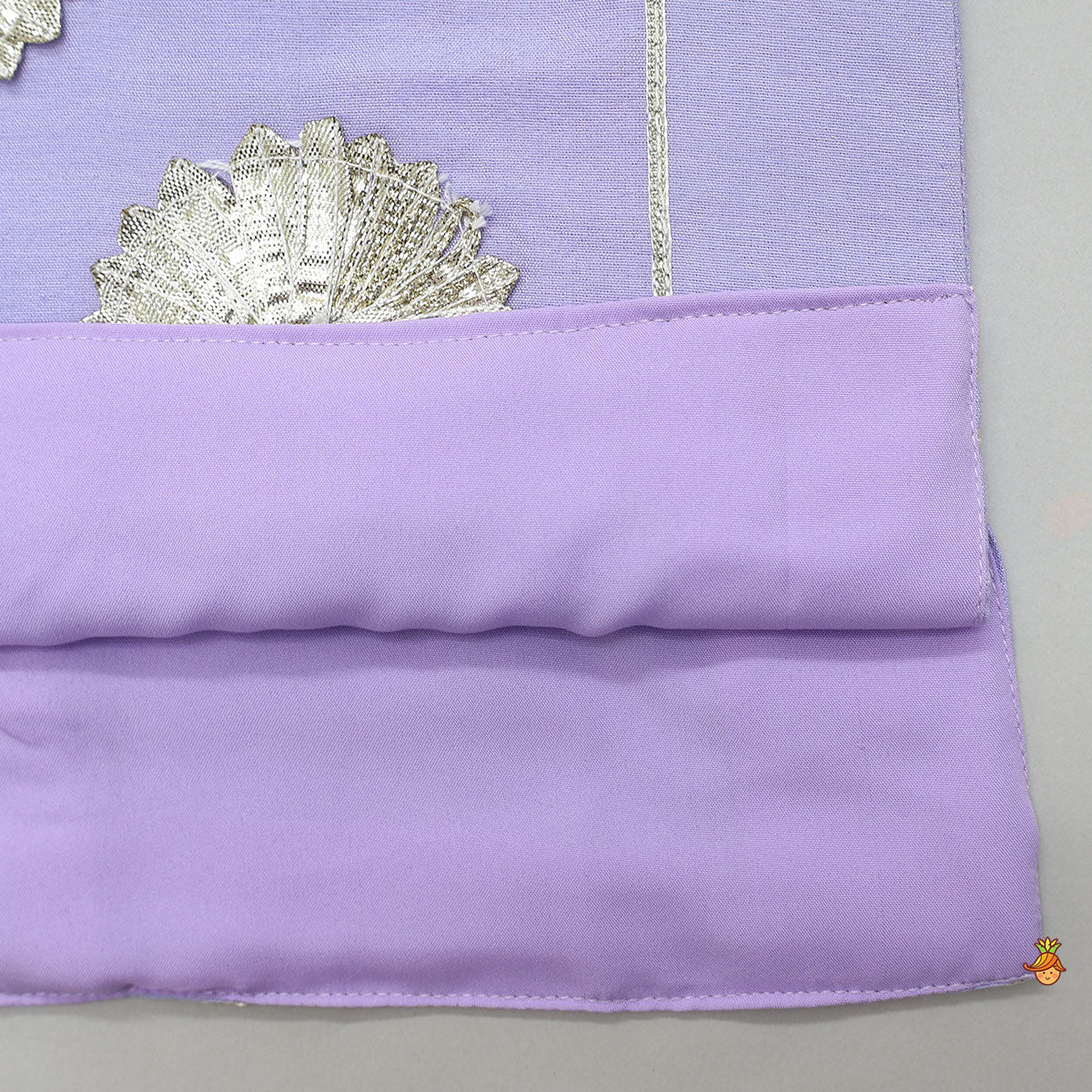 Pre Order: Gota Floral Embroidered Kurti And Pants With Matching Dupatta And Potli Bag