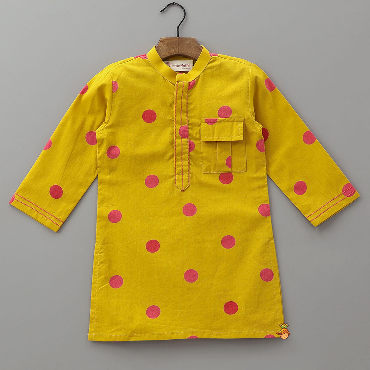 Pre Order: Polka Dot Printed Ethnic Kurta And Pyjama