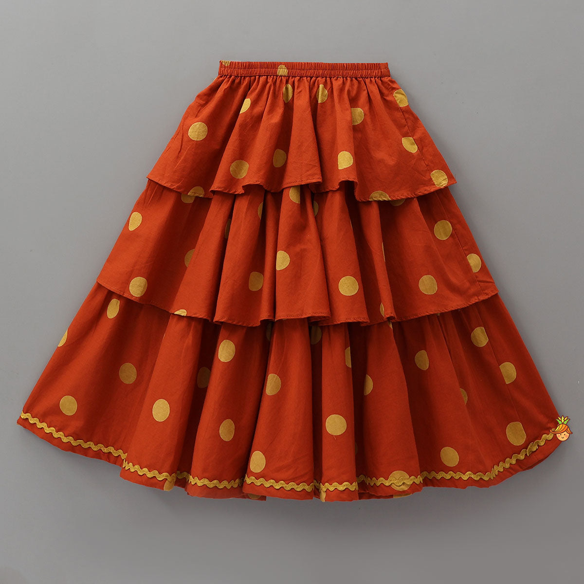 Pre Order: Stylish Sleeves Printed Crop Top And Layered Lehenga