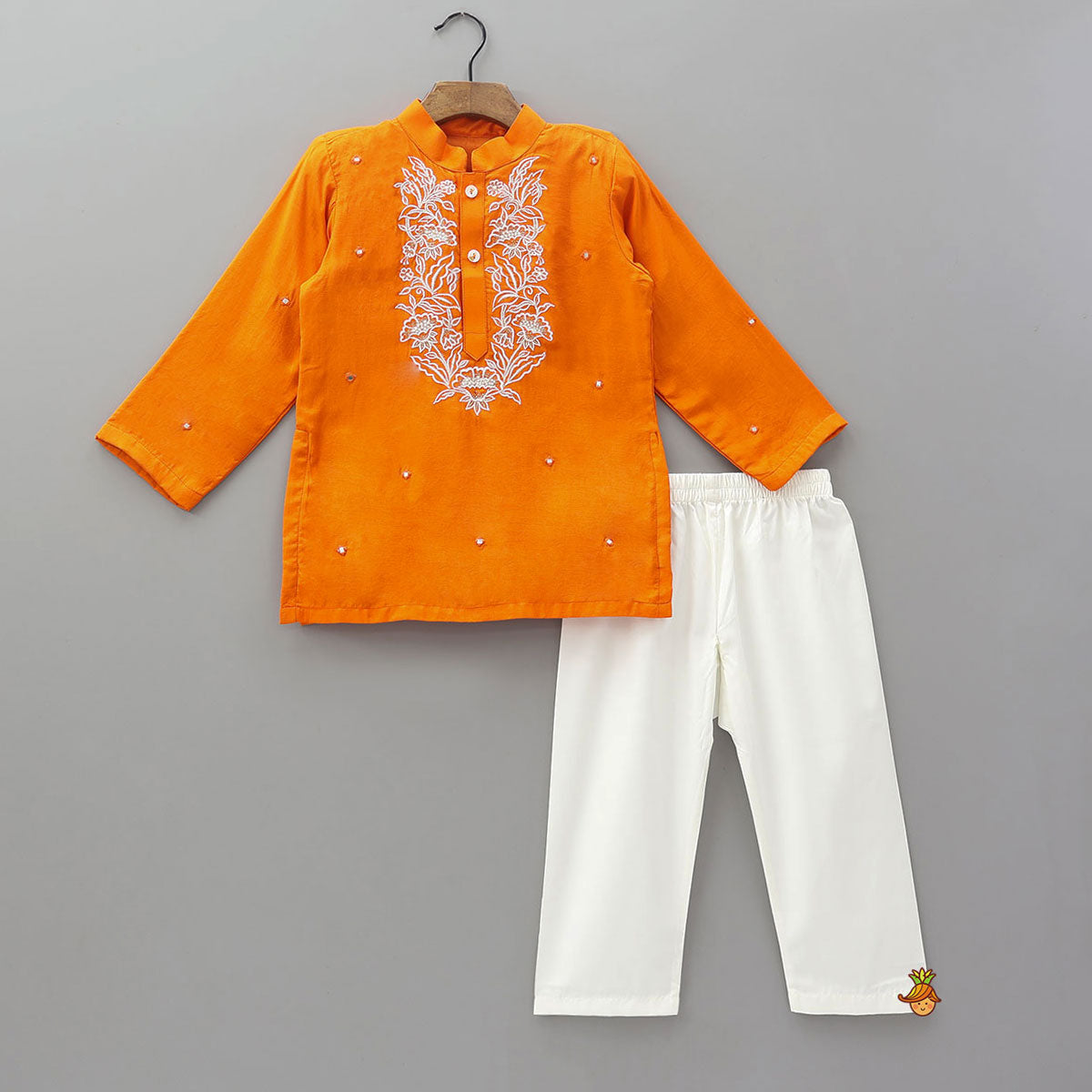 Faux Mirror Work Ethnic Kurta And Pyjama