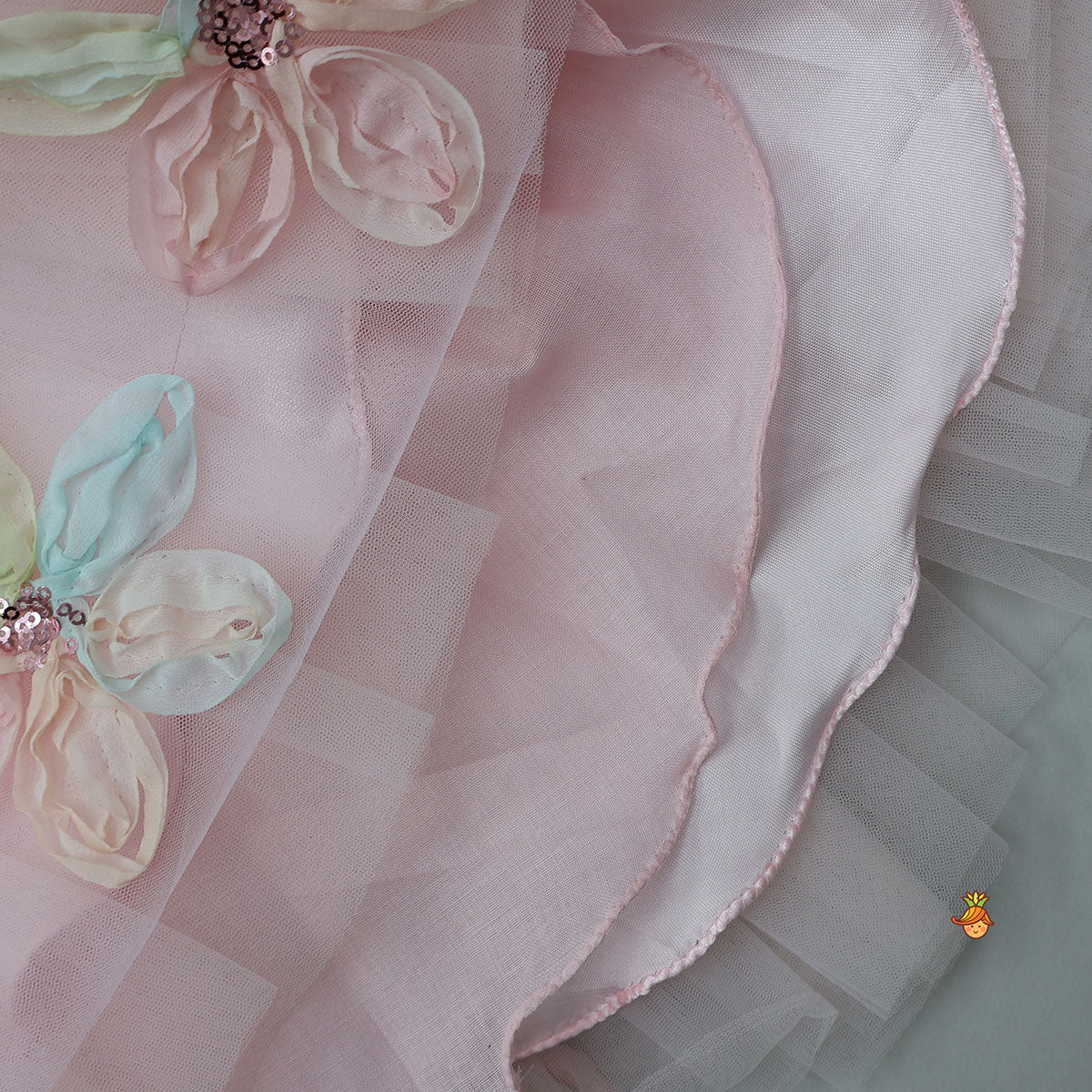 Elegant Halter Neck Dress With Fabric Flower Embellishments