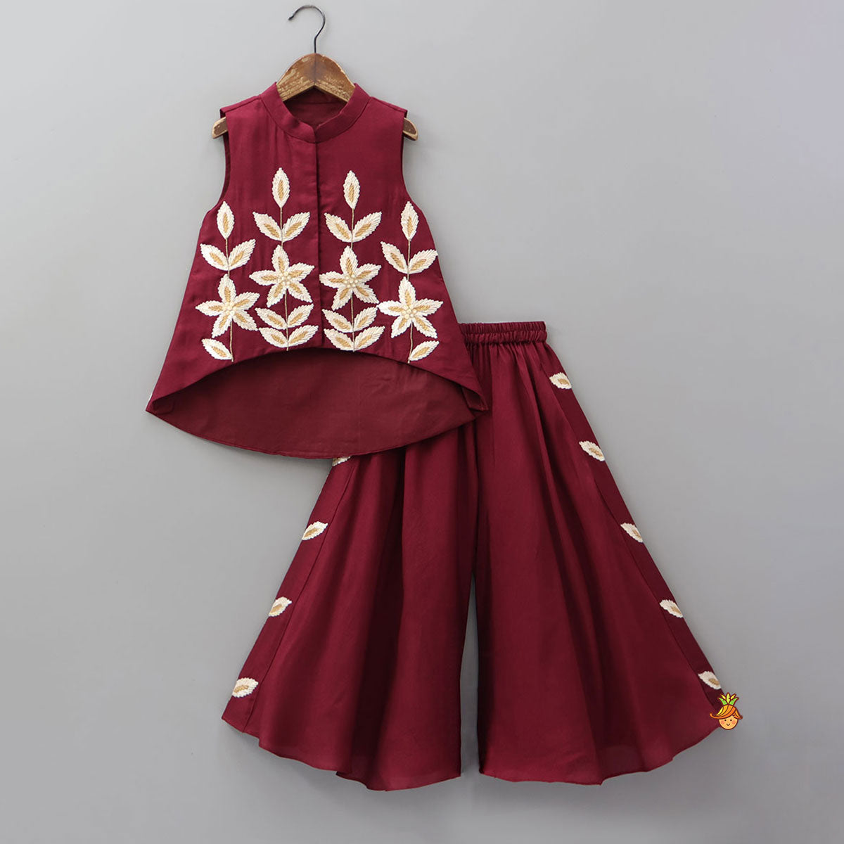 Pre Order: Jacket Style High Low Charming Top And Asymmetric Palazzo