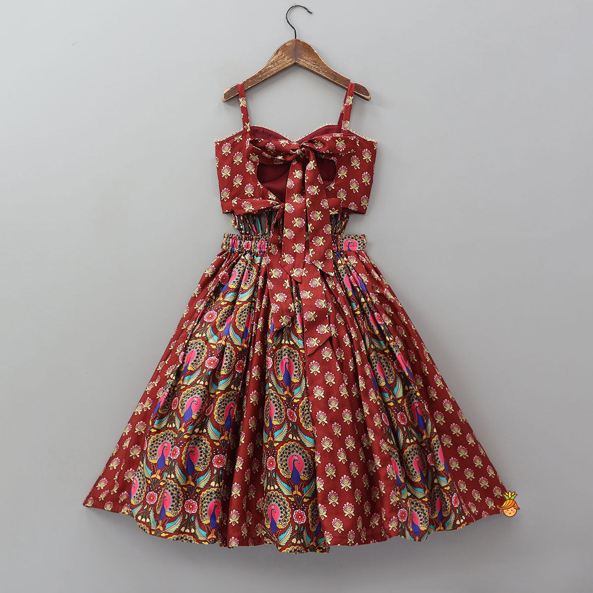 Pre Order: Stunning Multiple Hanging Tassels Detailed Strappy Crop Top And Lehenga