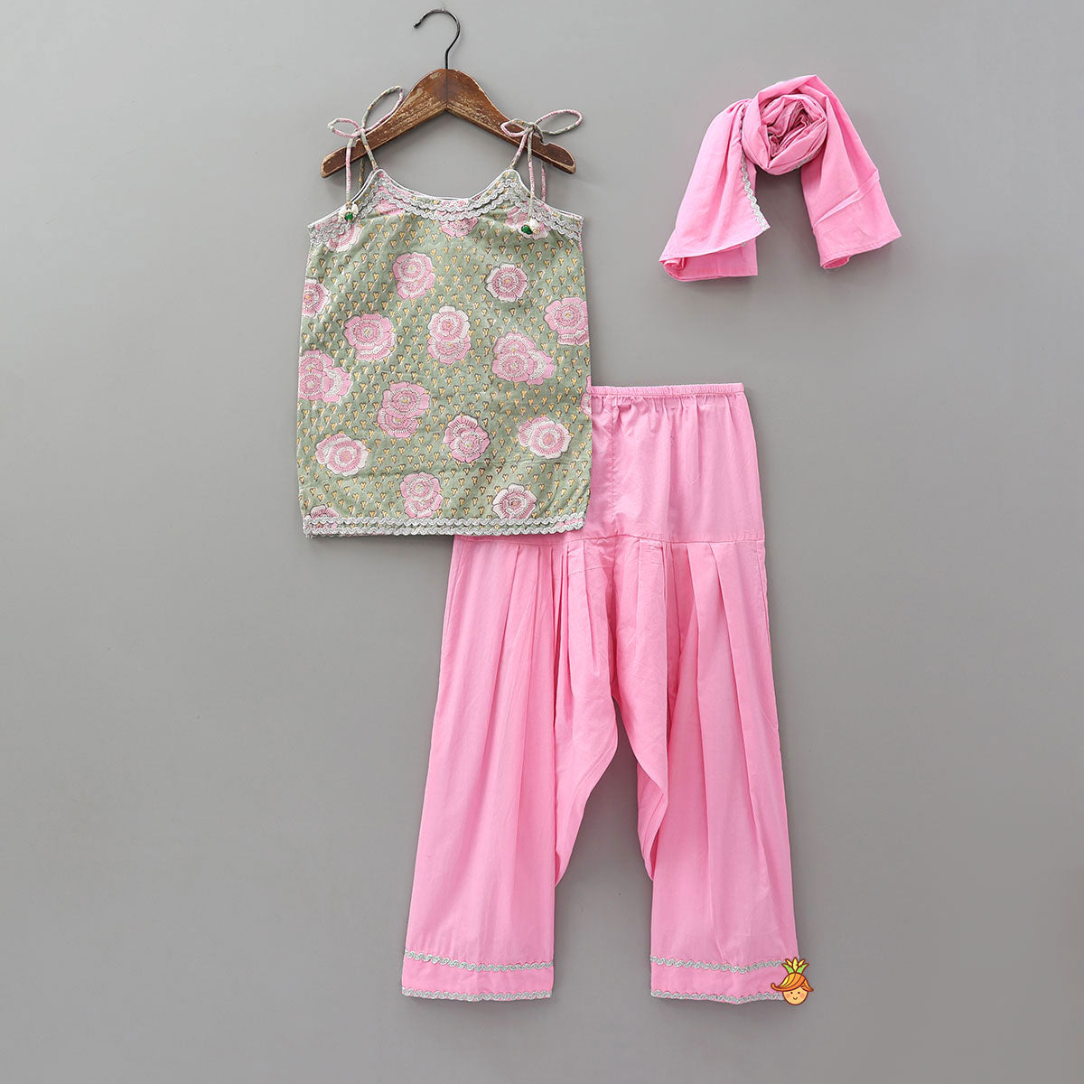 Pre Order: Hand Block Printed Kurti And Salwar With Matching Dupatta