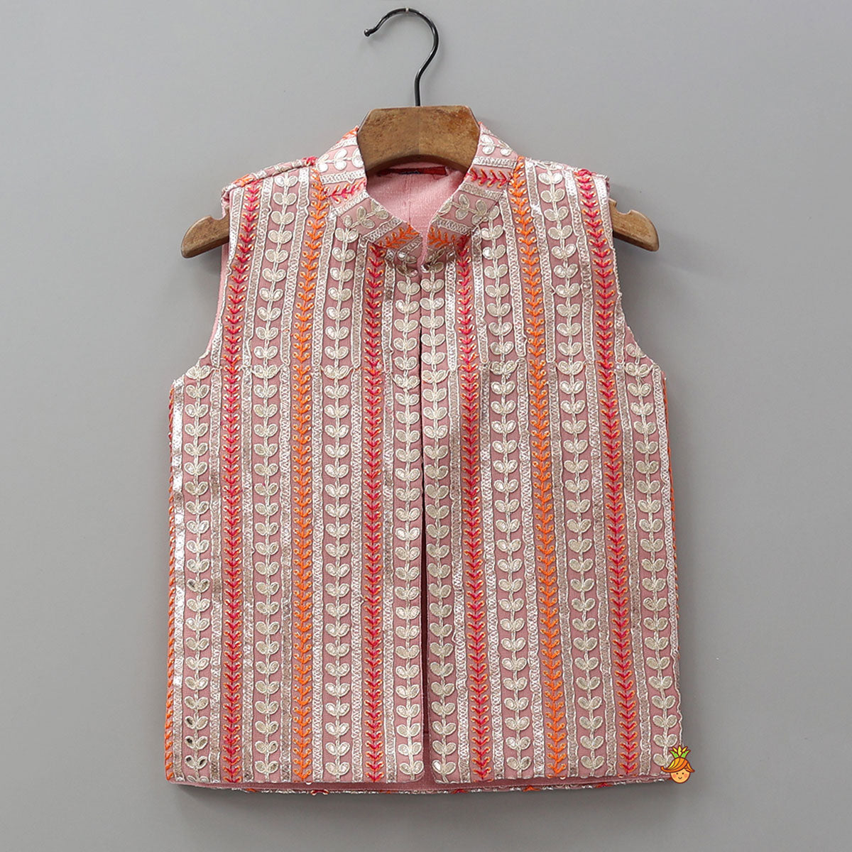 Pre Order: Front Placket Kurta With Heavy Embroidered Jacket And Pyjama