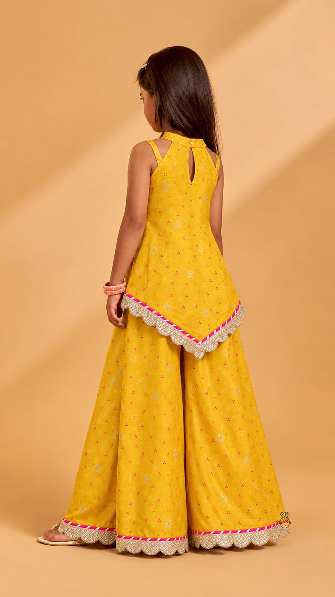 Pre Order: Stylish Kurti And Palazzo With Hanging Fringe Tassel Detail