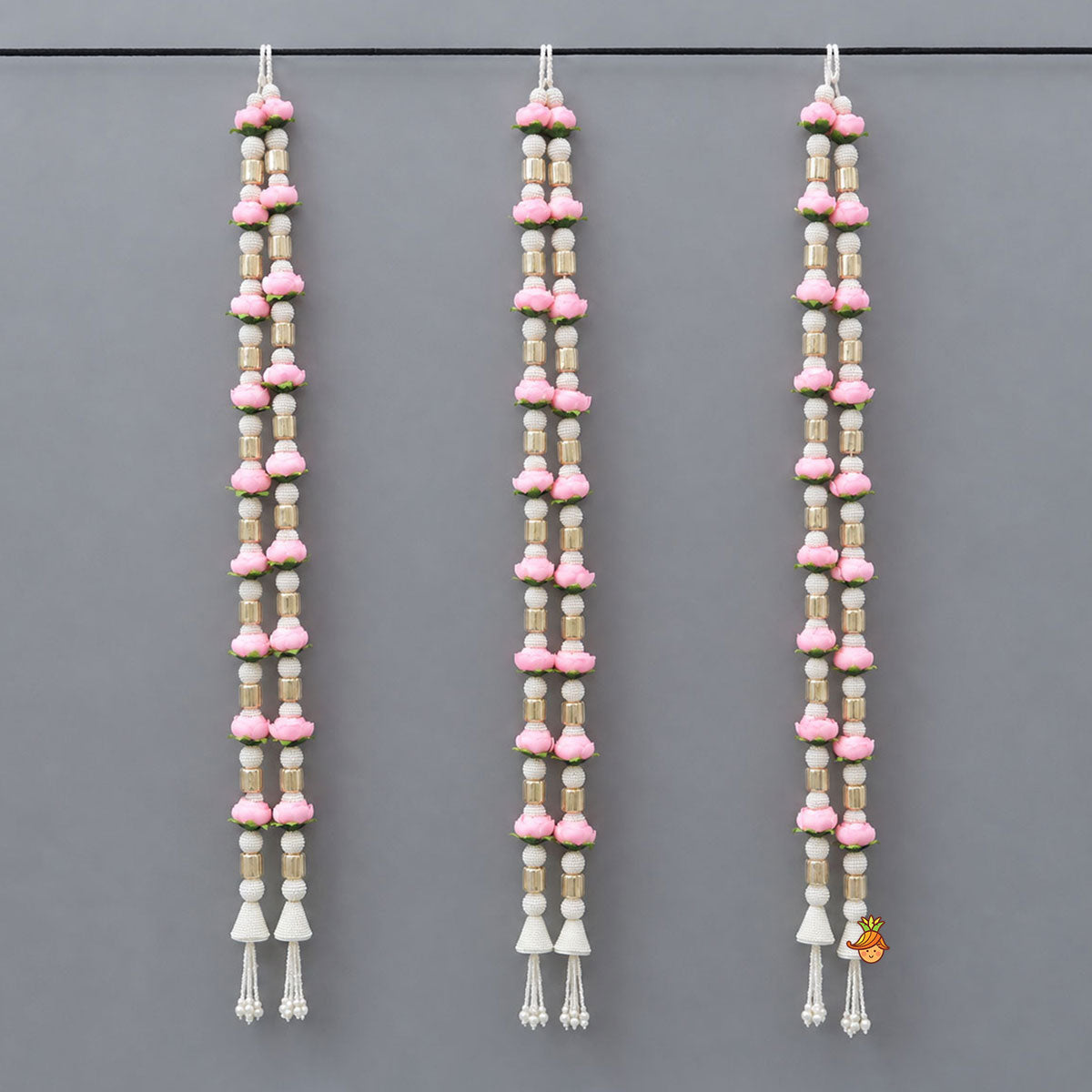Floral And Gota Lace Embellished Festive Latkans- Set Of 12