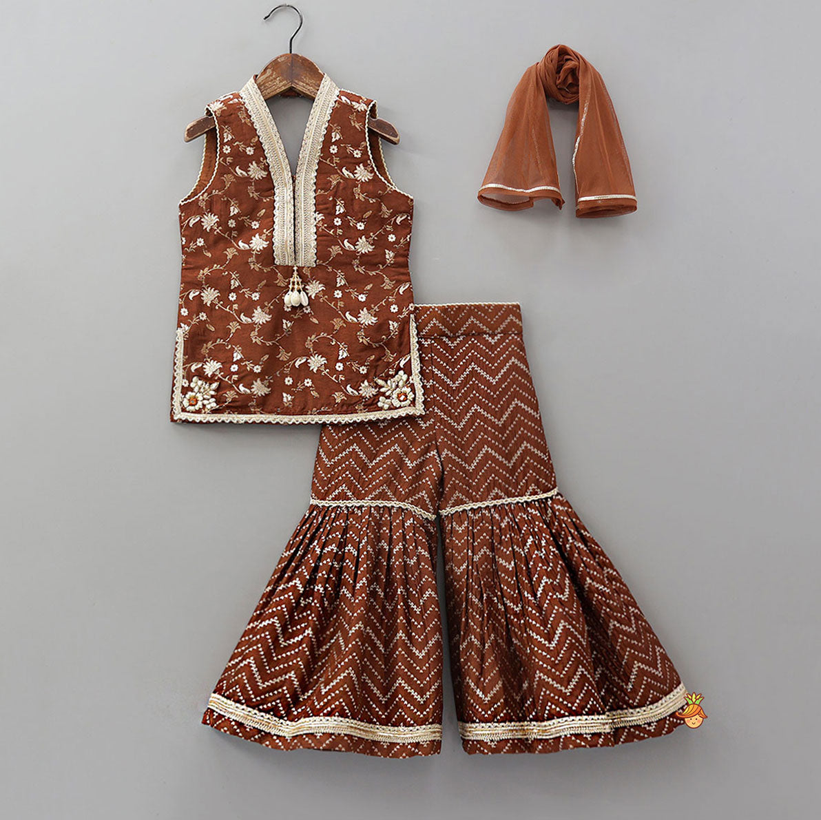Pre Order: Gorgeous Halter Neck Kurti With Sharara And Dupatta