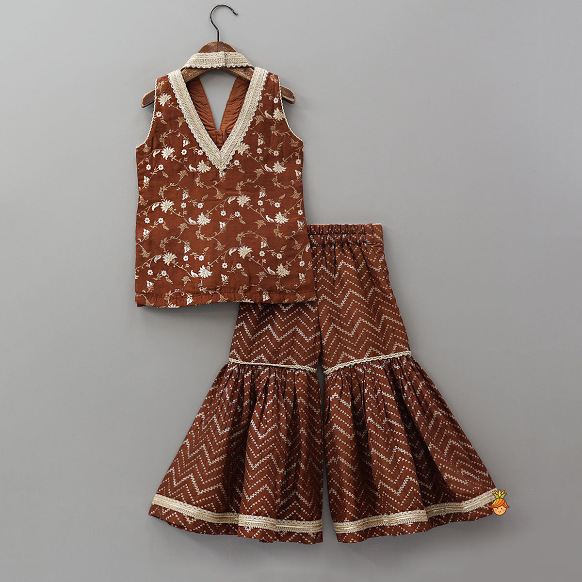 Pre Order: Gorgeous Halter Neck Kurti With Sharara And Dupatta