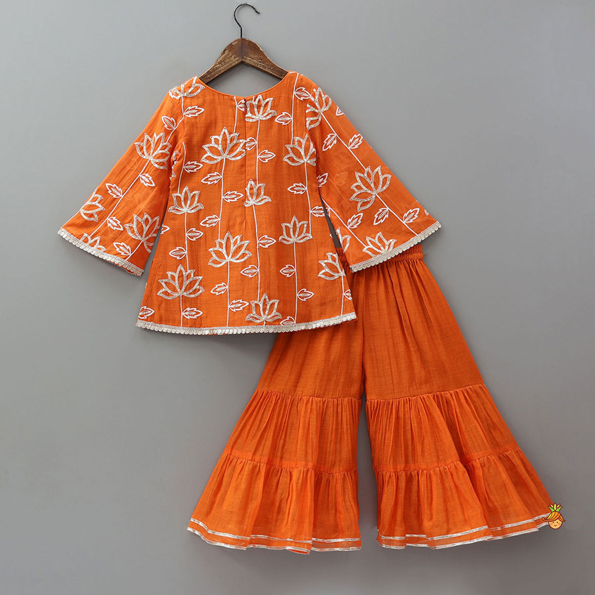 Pre Order: Beautiful Lotus Embroidered Kurti With Sharara