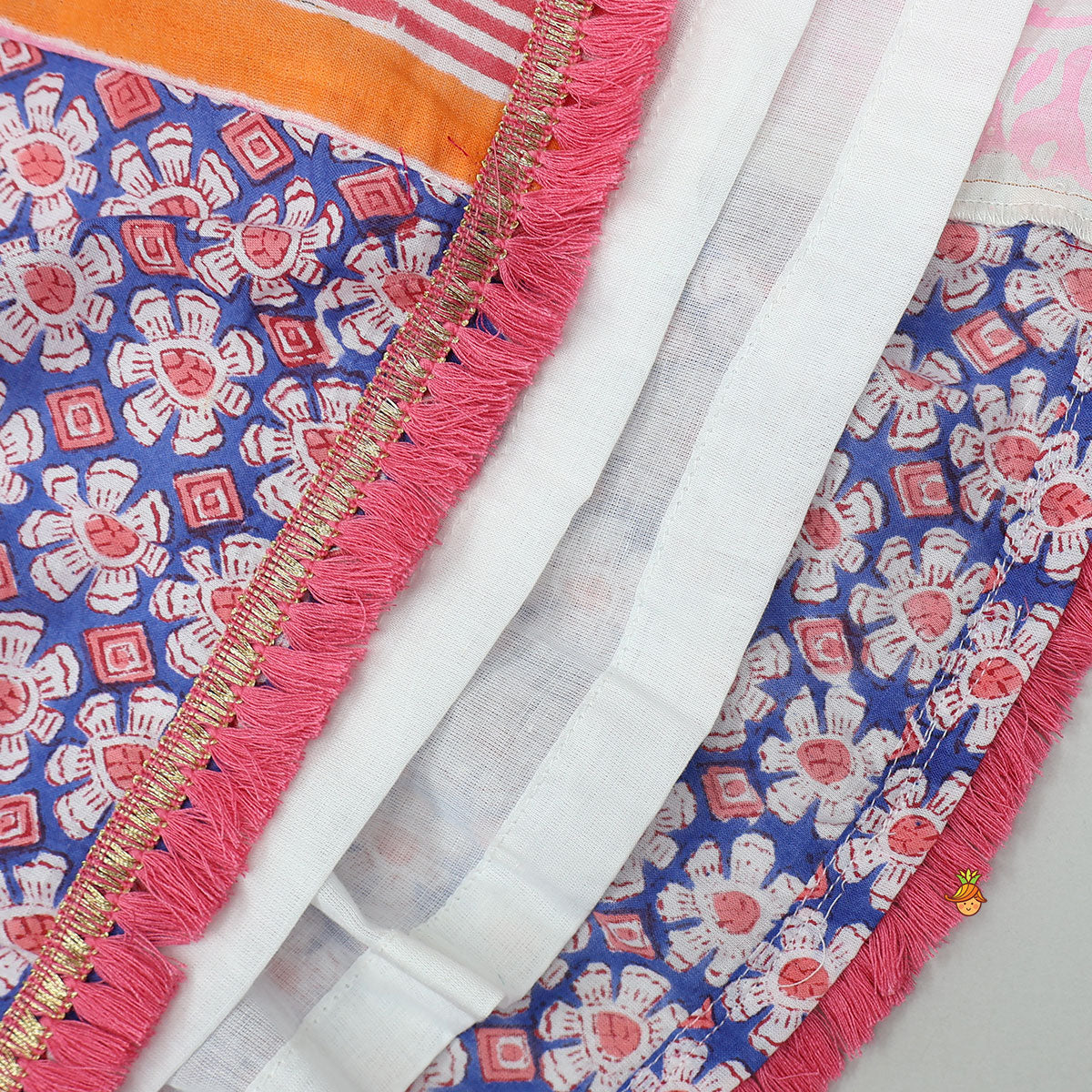 Pre Order: Hand Block Printed Cotton Crop Top And Lehenga With Dupatta