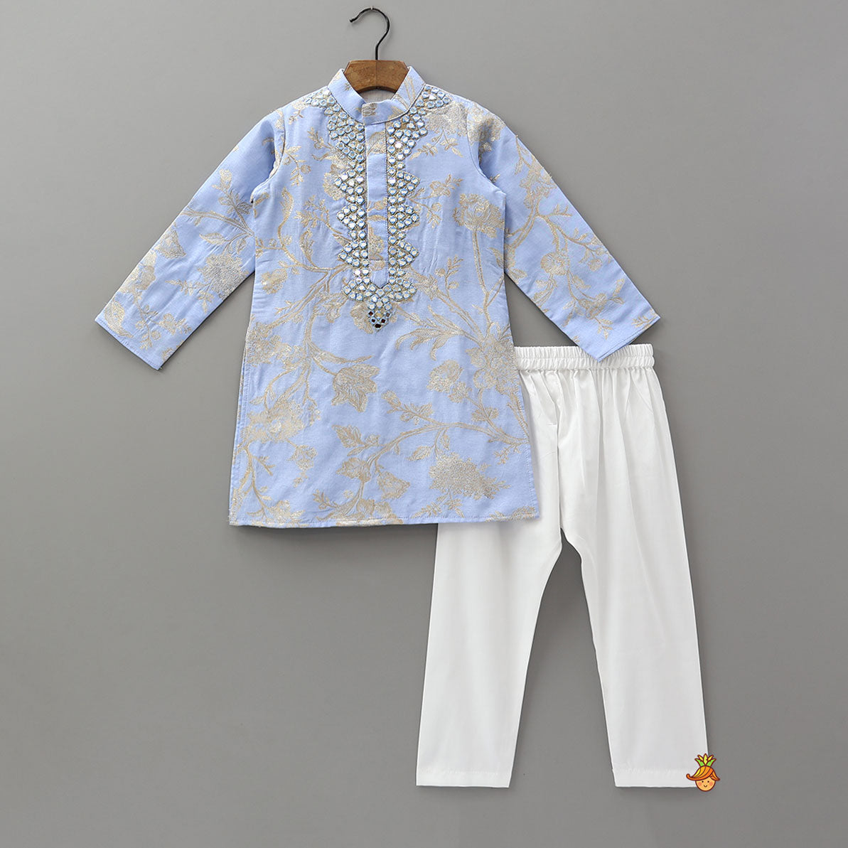 Pre Order: Exquisite Mirror Embellished Kurta And Pyjama