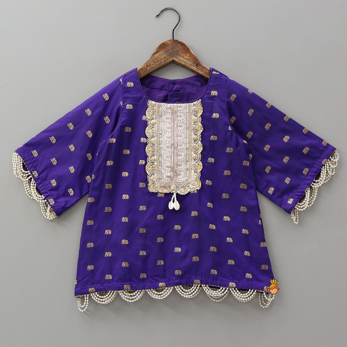 Pre Order: Lace Detailed Yoke Kurti And Sharara With Dupatta