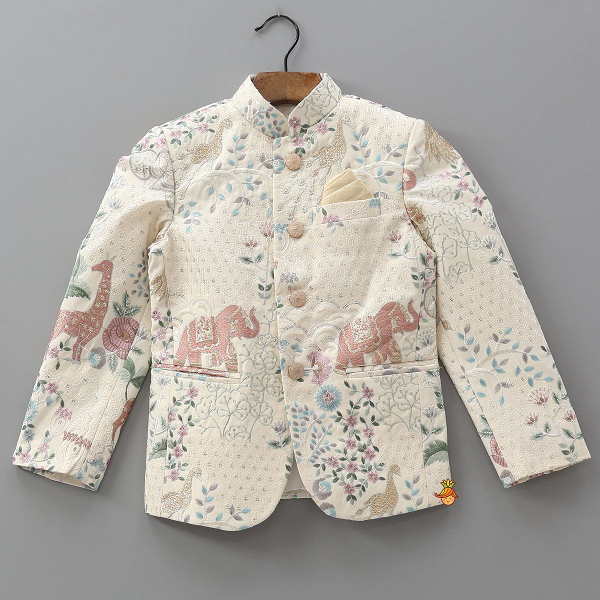 Pre Order: Finely Embroidered Sherwani With Pocket Square And Pant