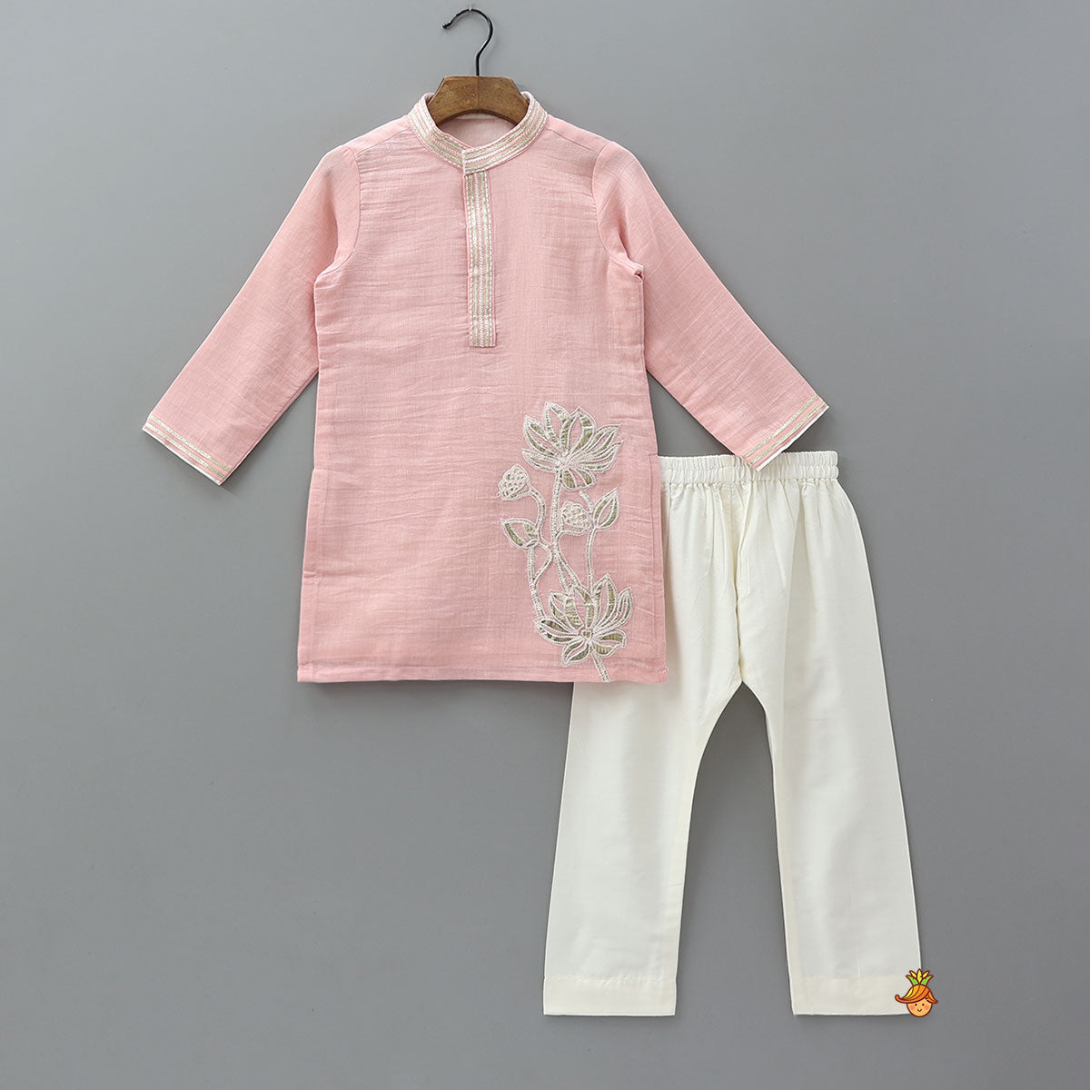 Pre Order: Embroidered Front Placket Traditional Kurta And Pyjama