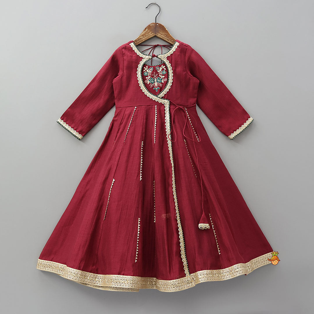 Pre Order: Graceful Flap Anarkali With Dupatta And Potli Bag