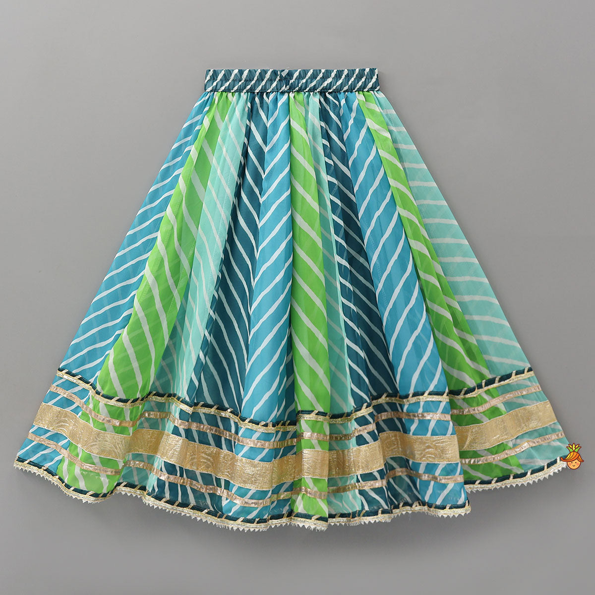Pre Order: Leheriya Printed Pretty Crop Top And Lehenga With Dupatta