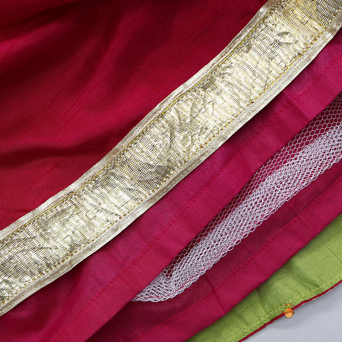 Pre Order: Goddess Durga Embroidered Top And Contrasting Tassel Detail Lehenga With Dupatta