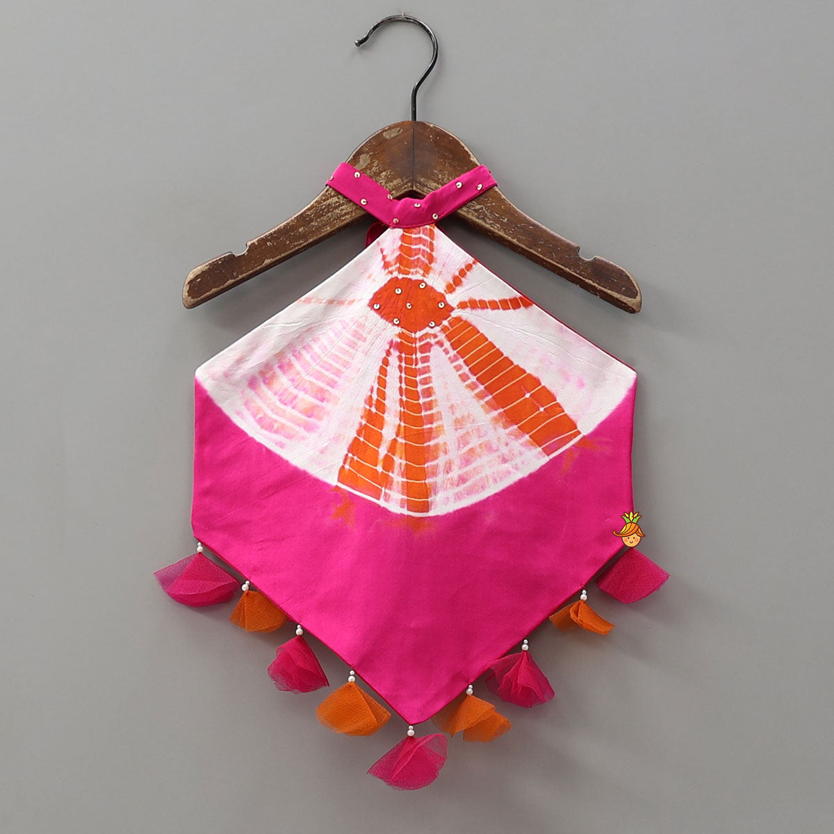 Pre Order: Shibori Printed Stylish Top And Lehenga With Bandana