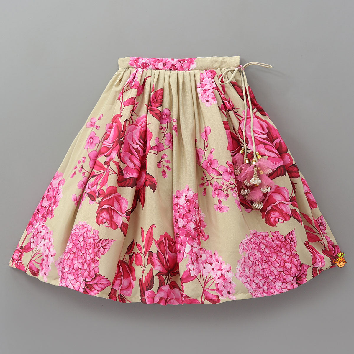 Embroidered Yoke Crop Top And Floral Printed Lehenga