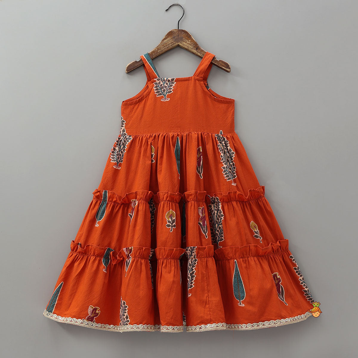 Pre Order: Printed Strappy Tiered Kurti With Jacket