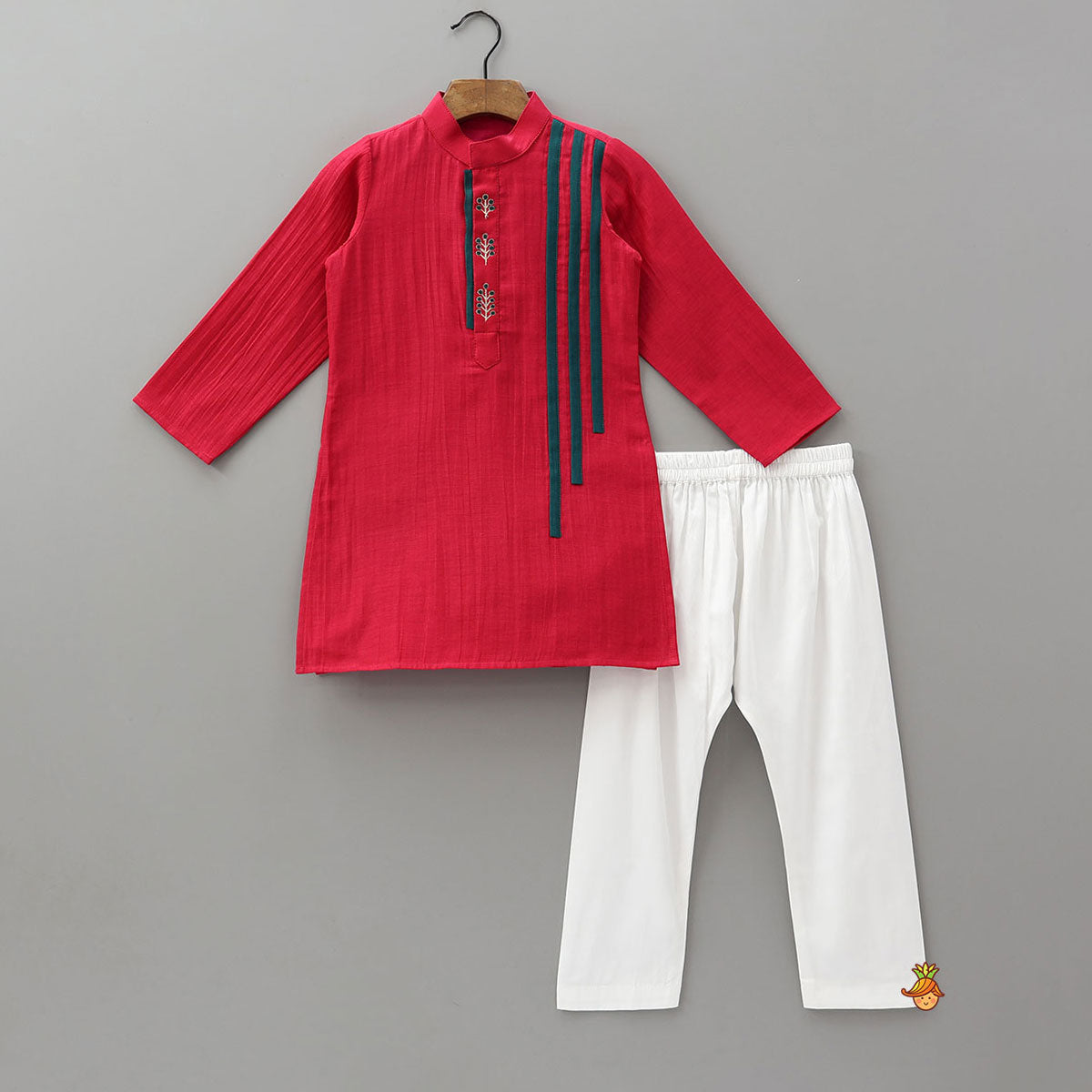 Pre Order: Embroidered Front Placket Kurta And Pyjama