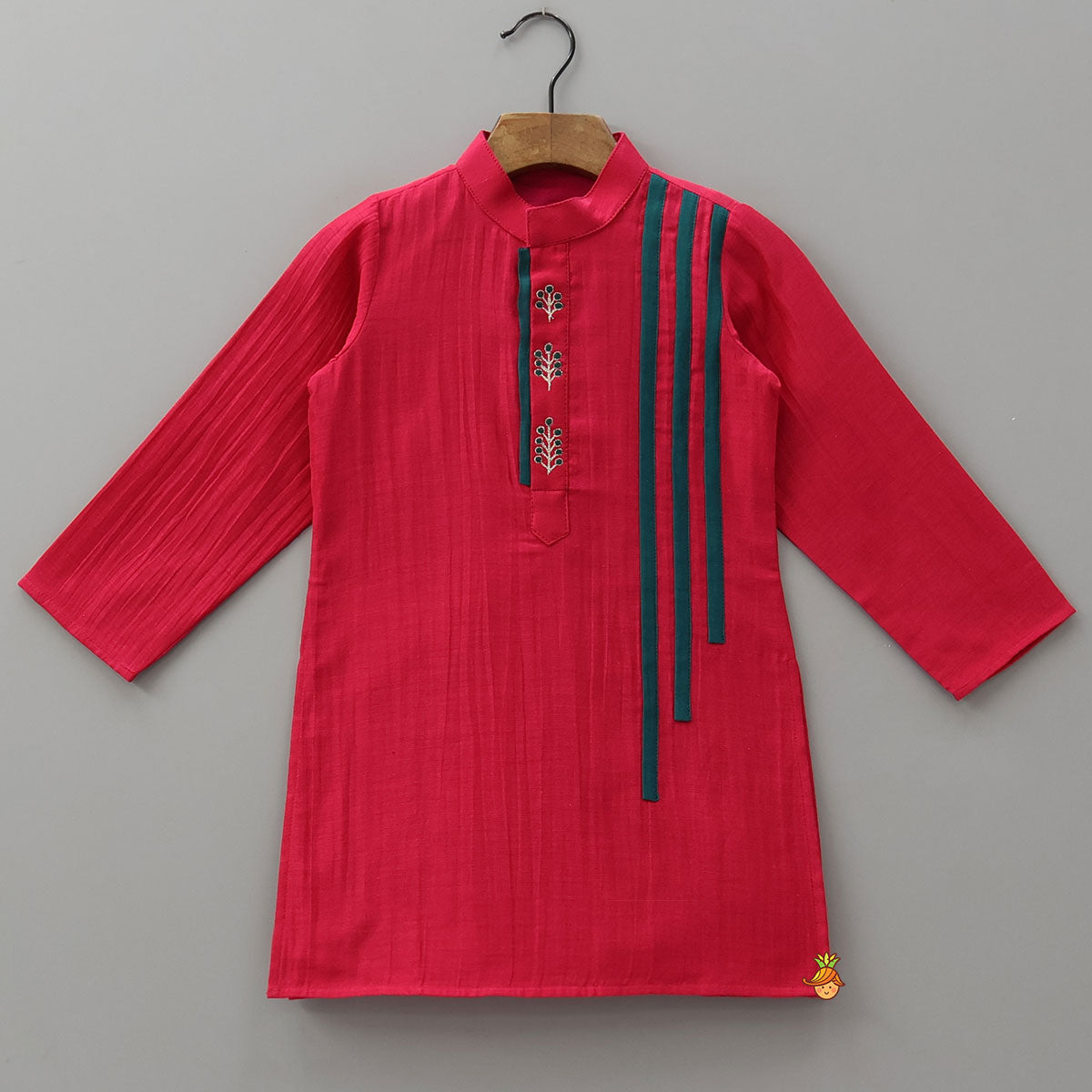 Pre Order: Embroidered Front Placket Kurta And Pyjama