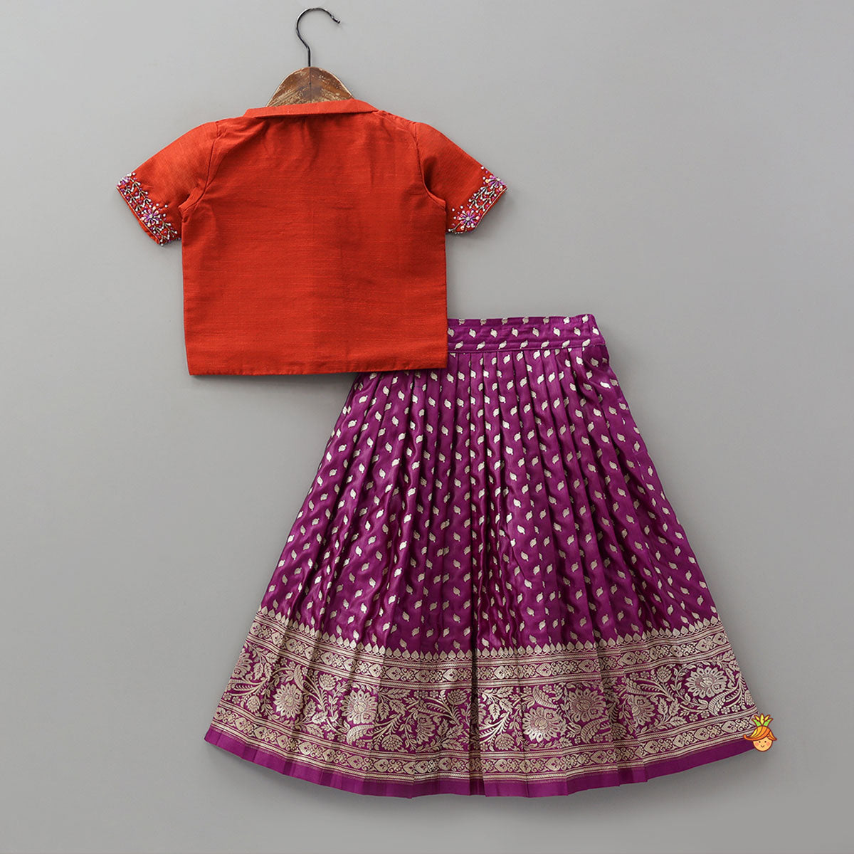 Pre Order: Stunning Embroidered Crop Top And Brocade Lehenga