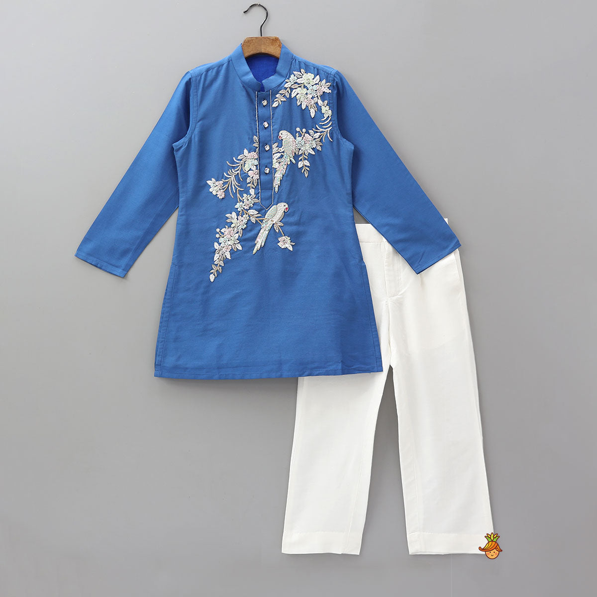 Pre Order: Bird Motif Embroidered Stylish Kurta And Pant