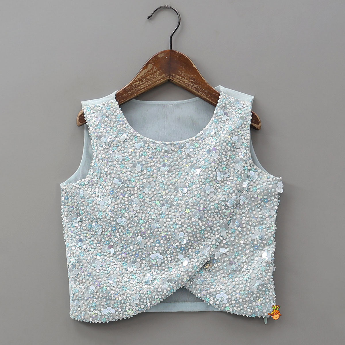 Pre Order: Heavy Sequin Embroidered Top And Net Lehenga