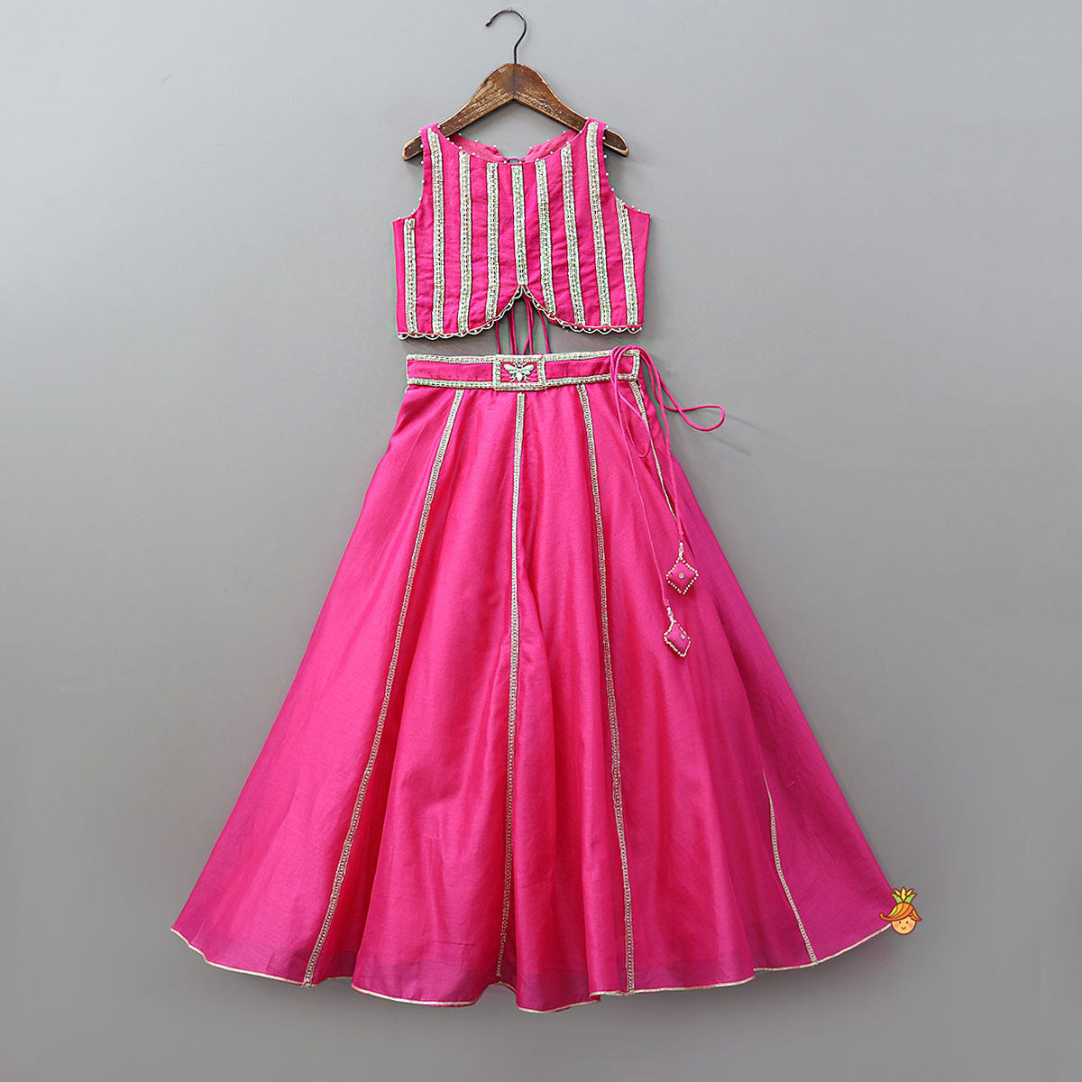 Pre Order: Cut Dana Embellished Elegant Crop Top And Lehenga